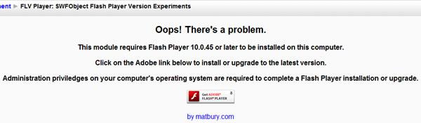 Prompt to upgrade the Flash Player version